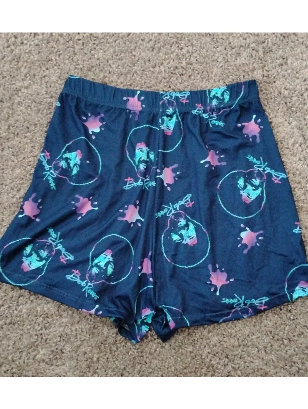 Bob Ross All-Over Print Lounge Shorts / Boxer Briefs - Size Large - Neon Paint
